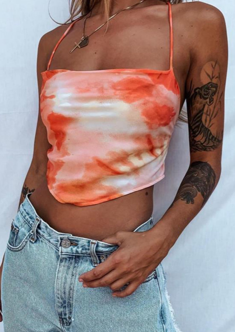 Tie Dye Scarf Top- Orange