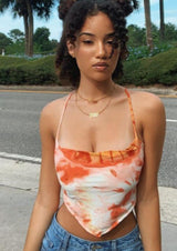 Tie Dye Scarf Top- Orange